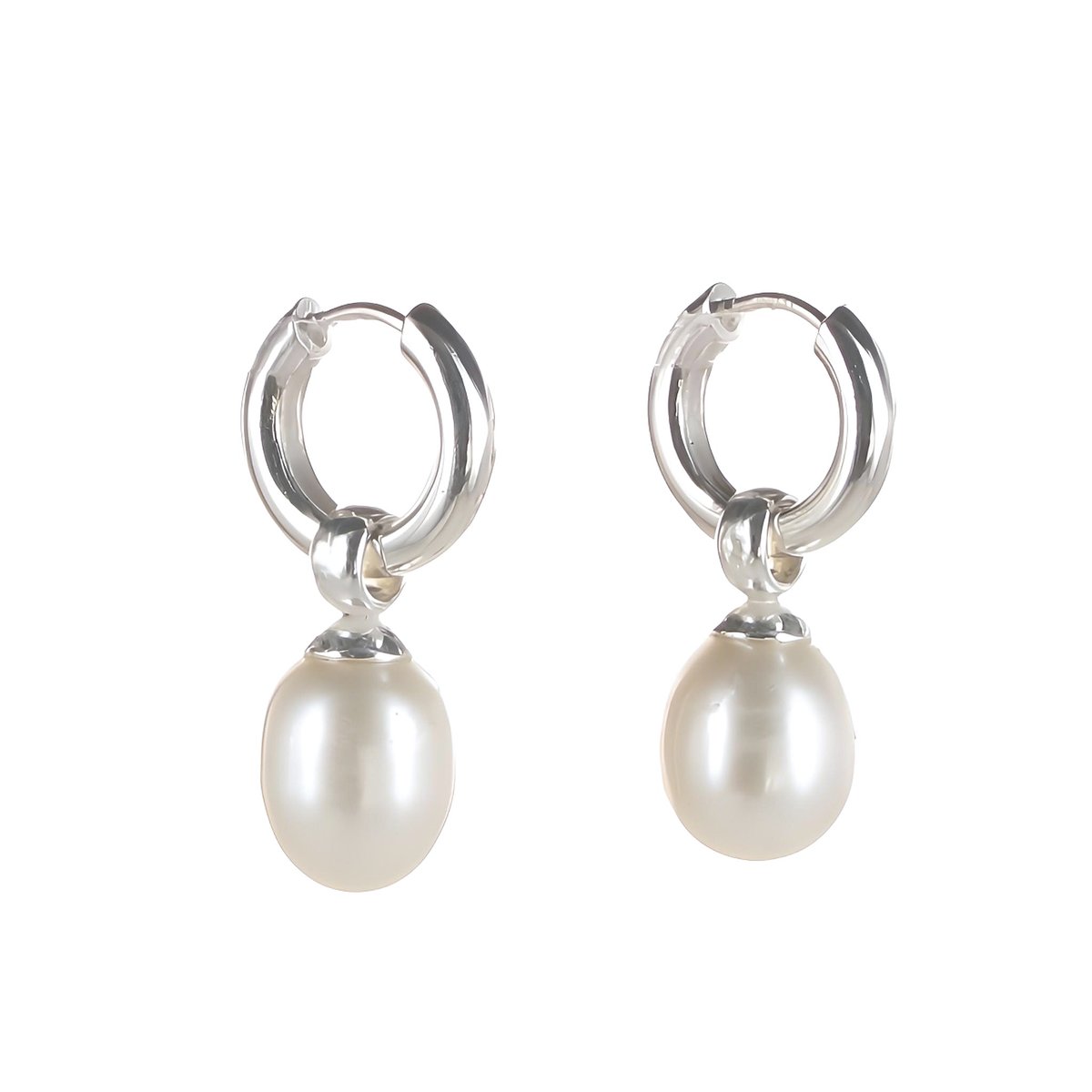 Klapp-Creolen mit Einhänger Big Pearls oval
