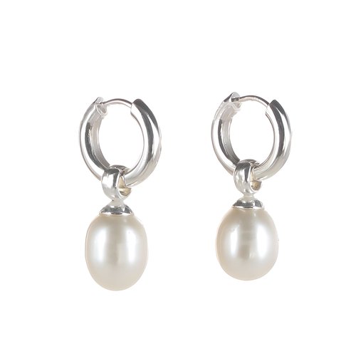 Klapp-Creolen mit Einhänger Big Pearls oval