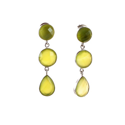 Ohrhänger Precious Three Stones Green