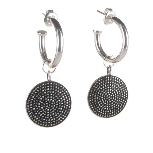 Creolen mit Einhänger Black Disk