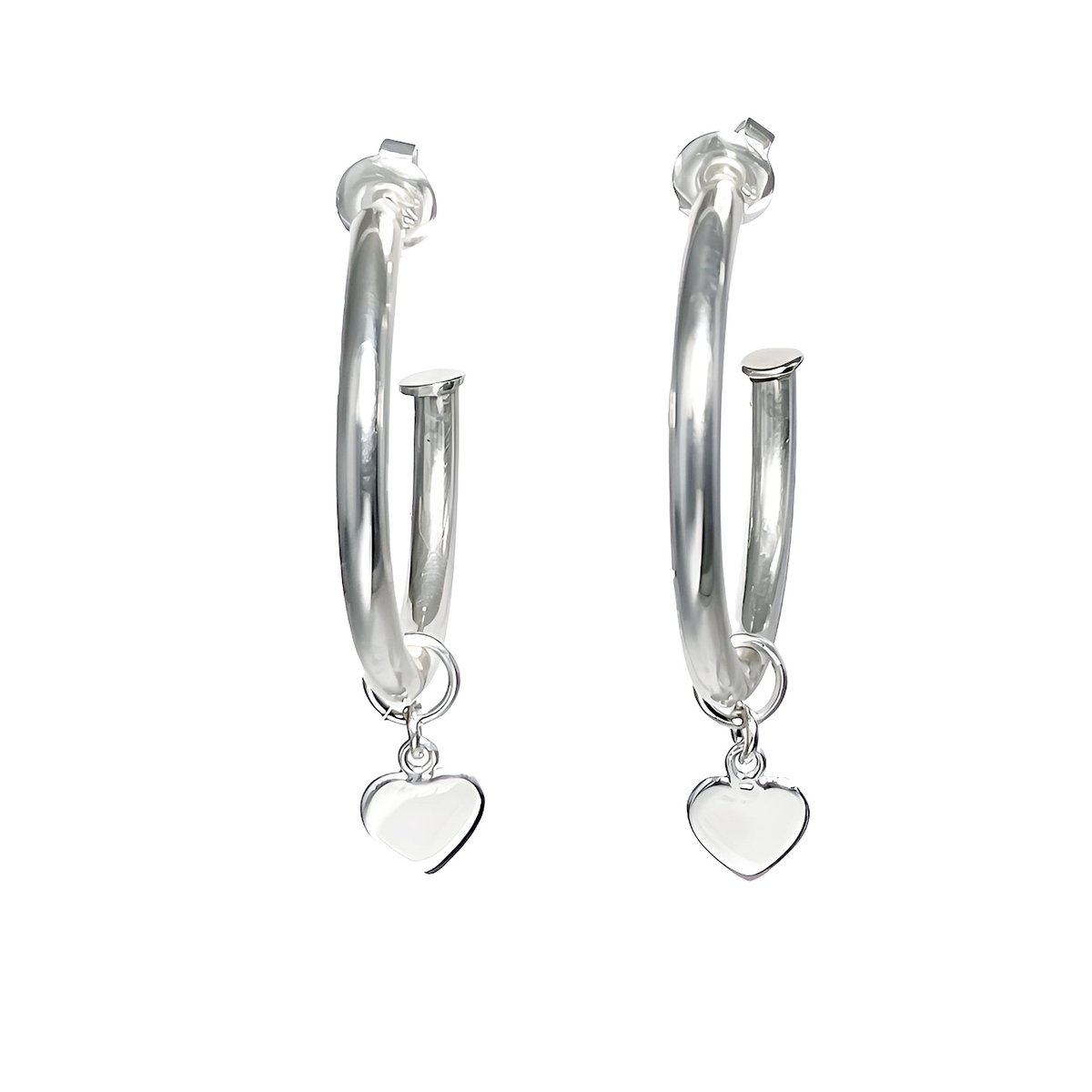 Creolen mit Einhänger Silver Hearts