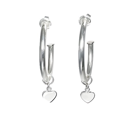 Creolen mit Einhänger Silver Hearts