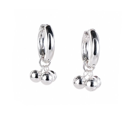 Klapp-Creolen mit Einhänger Silver Trinity Maxi