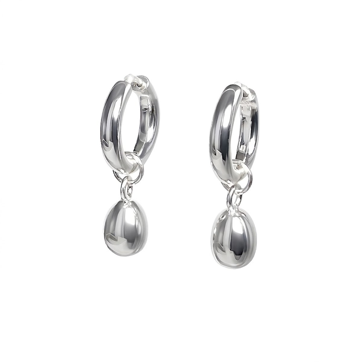 Klapp-Creolen mit Einhänger Silver Pearls
