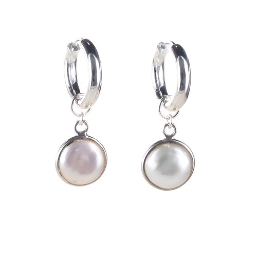 Klapp-Creolen mit Einhänger Natural Pearls