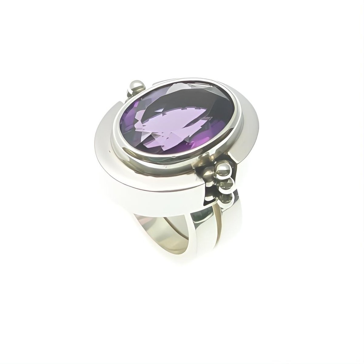 Ring Double Band Stone Oval