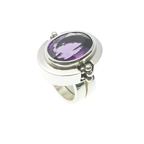 Ring Double Band Stone Oval