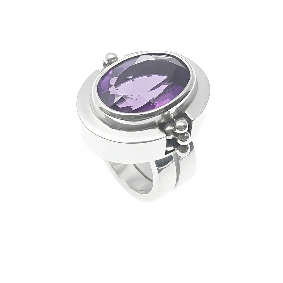 Ring Double Band Stone Oval