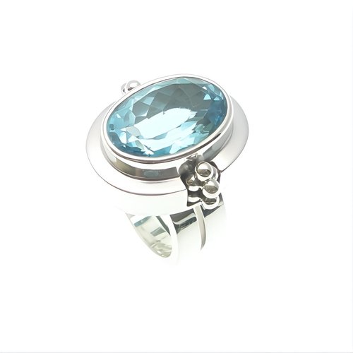 Ring Double Band Stone Oval