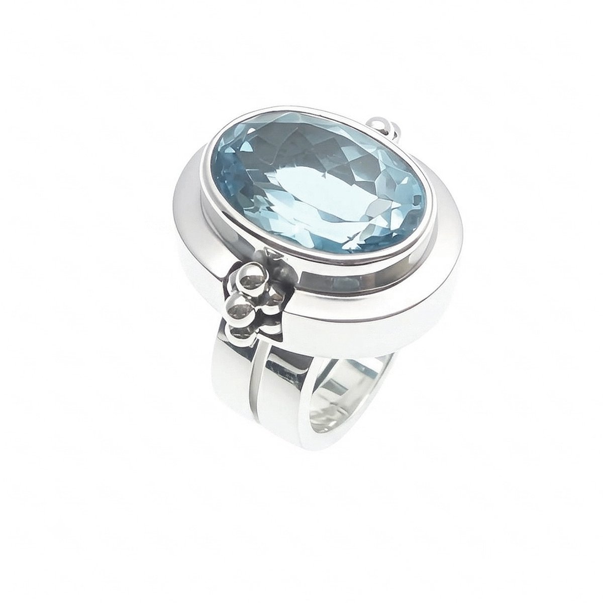 Ring Double Band Stone Oval