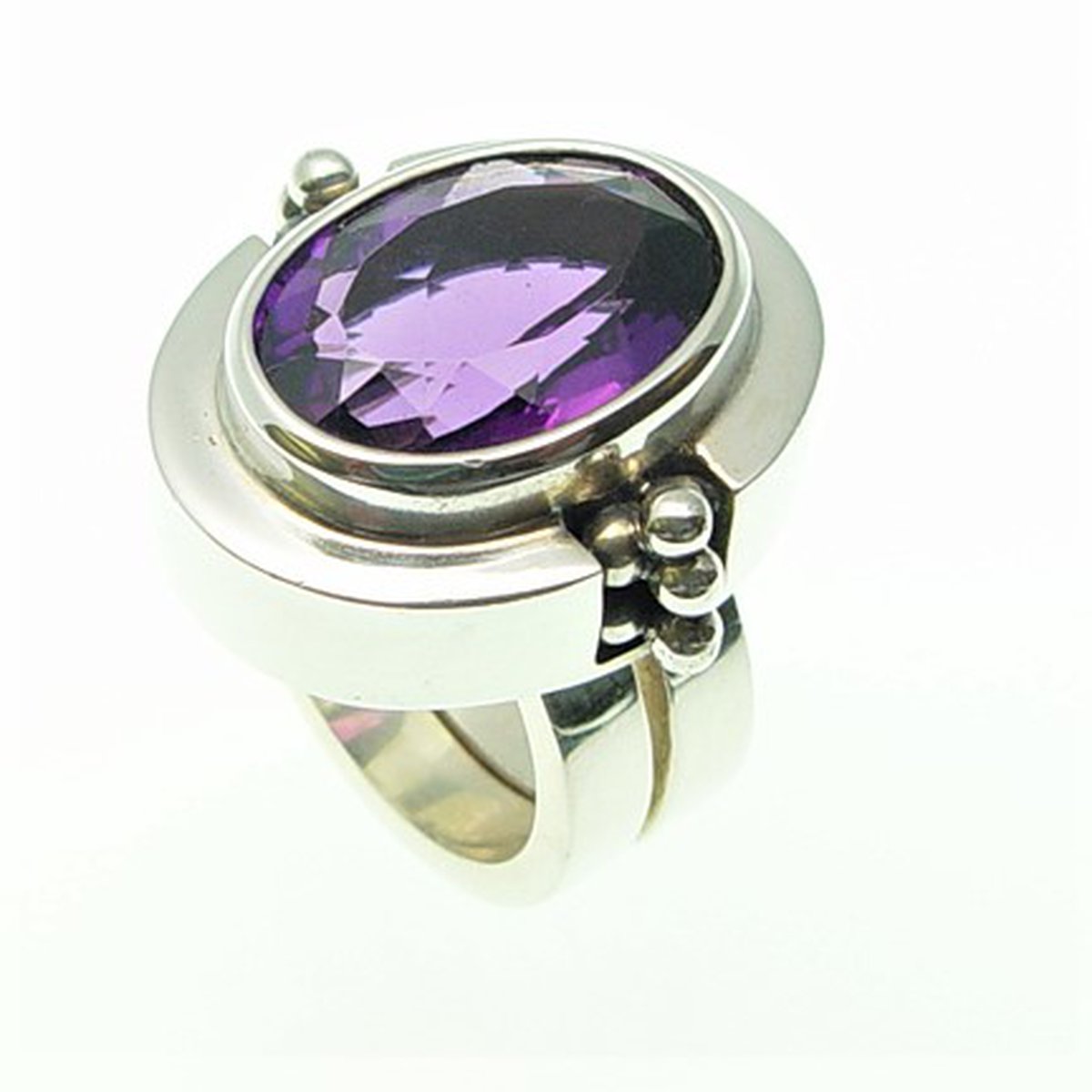 Ring Double Band Stone Oval