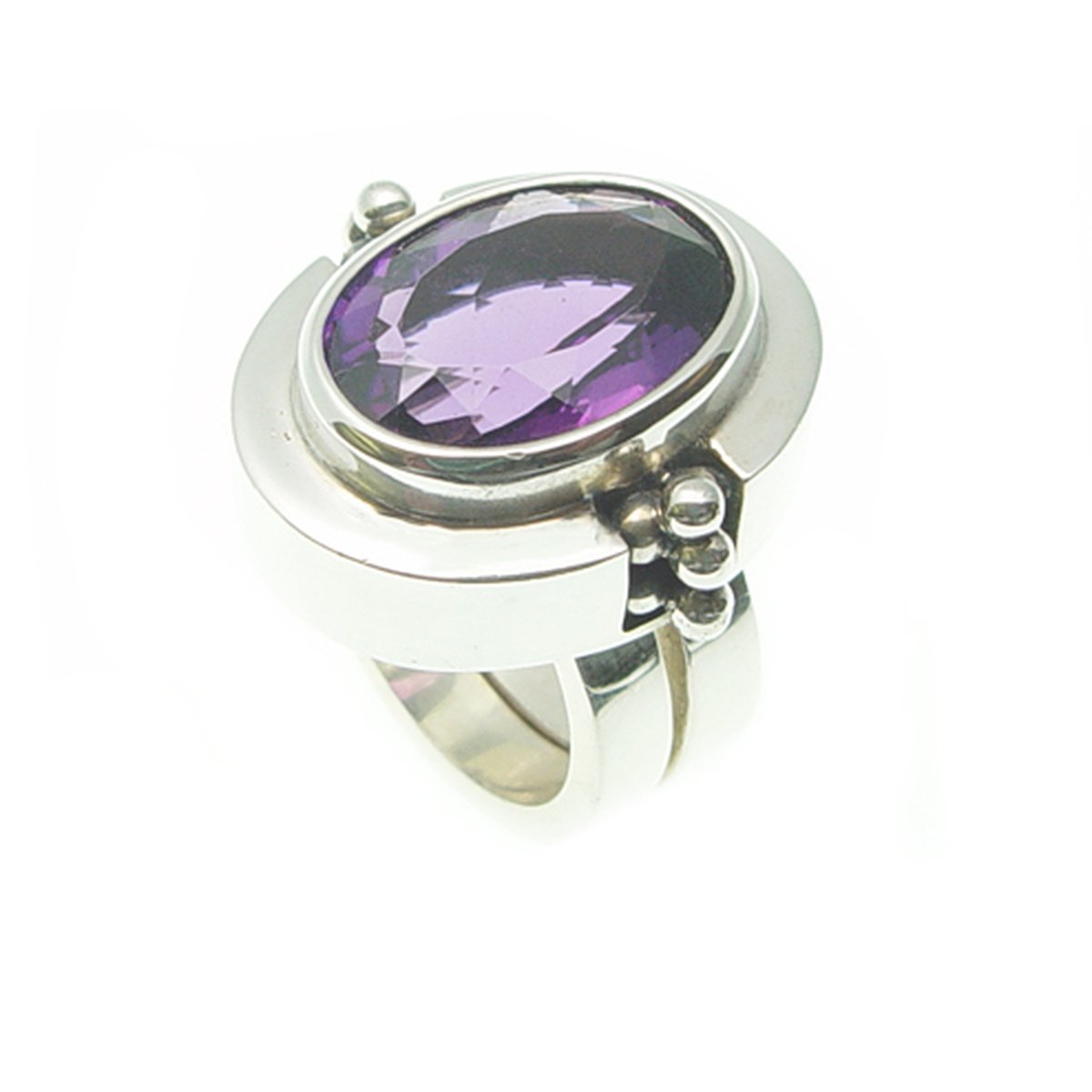 Ring Double Band Stone Oval