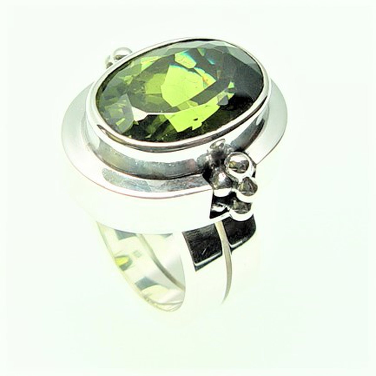 Ring Double Band Stone Oval