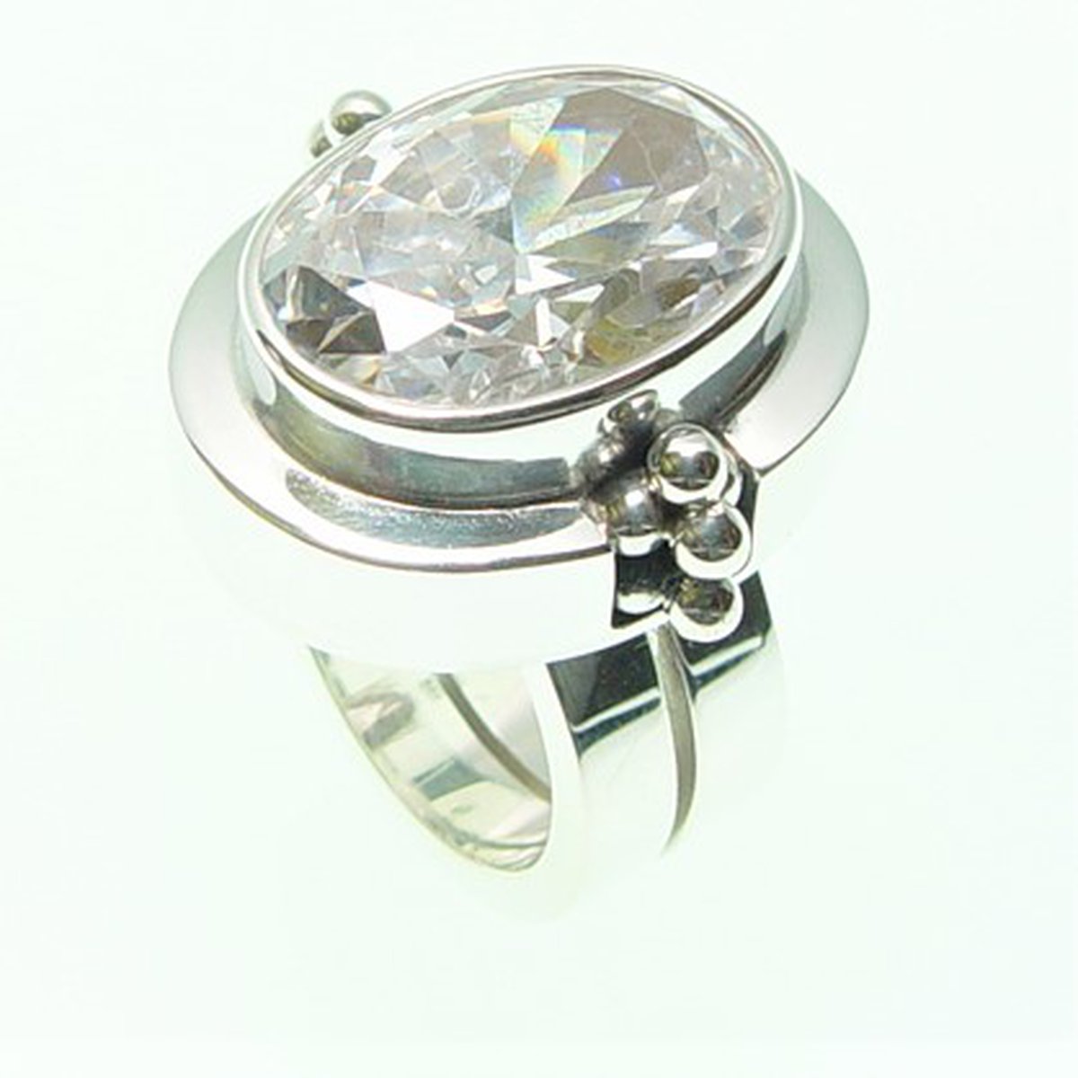 Ring Double Band Stone Oval
